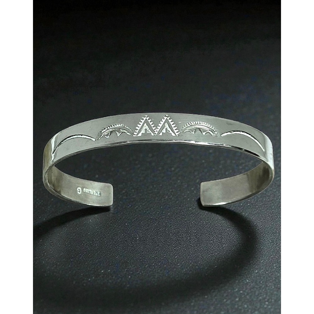 Boyd Garrison Navajo Sterling Silver‎ Hand Stamped Cuff Bracelet — Vintage